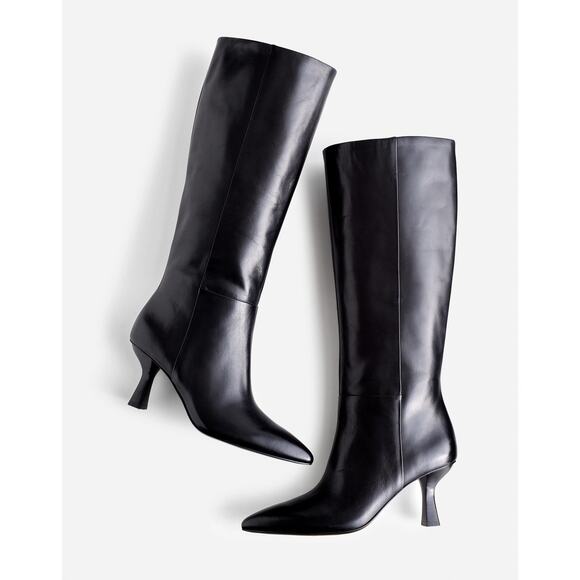 Madewell Women Madewell Women\'s The Justine Knee Boots Leather Upper True Black Size 9.5 NWOB